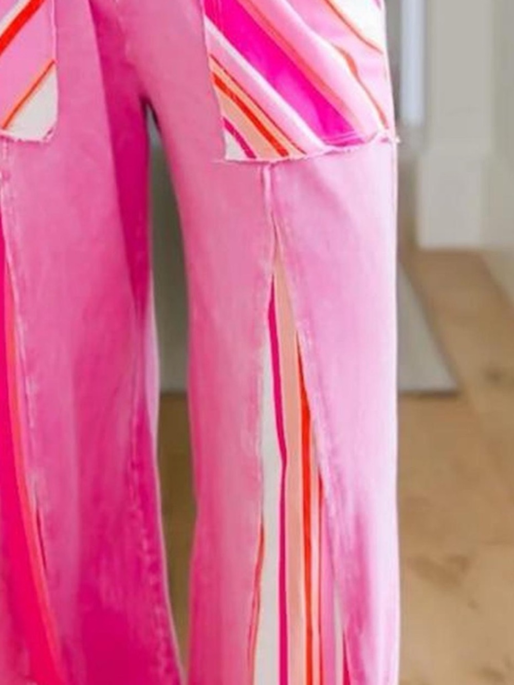 J.her pink mineral washed wide leg striped pants & oversized star patch top - Picture 6 of 9